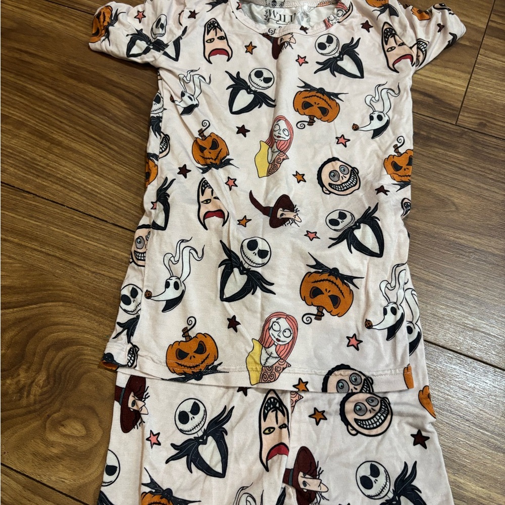 Nightmare Before Christmas Kids Pajama Set - Tan with Halloween Characters